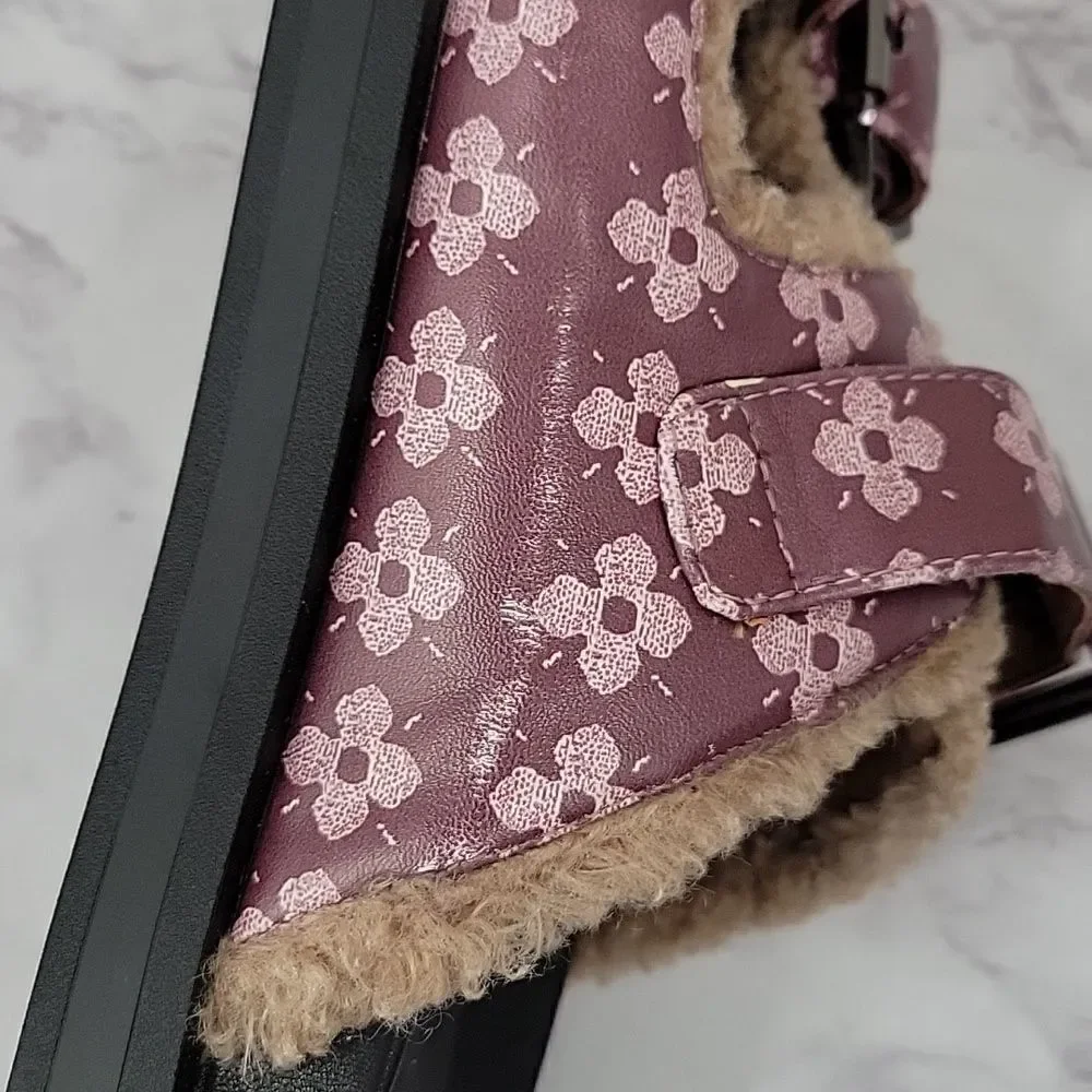 AEROSOLES X Laura Ashley La Olivia Faux Shearling Slide Purple Women's Size 7